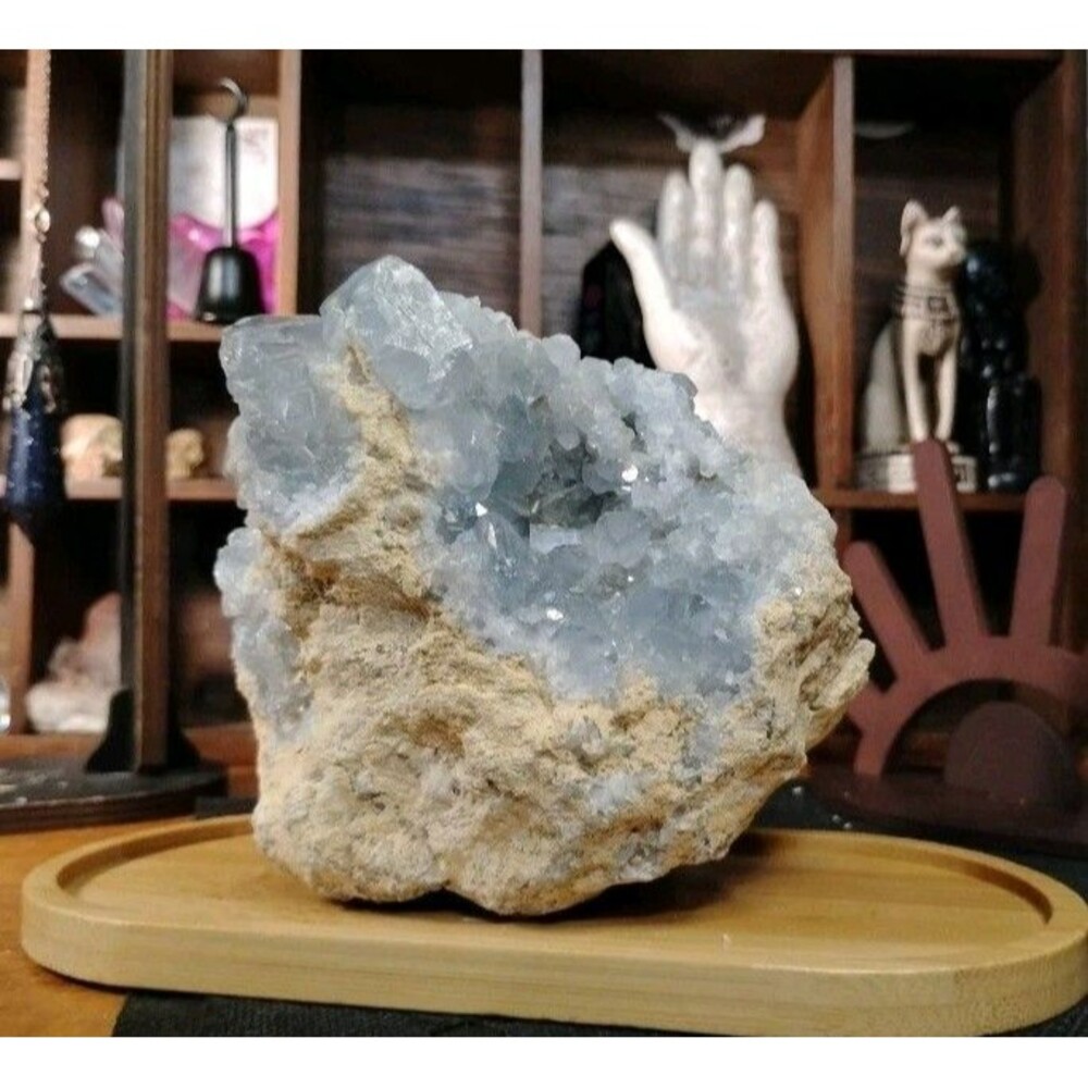Blue Celestite Quartz Crystal Cluster